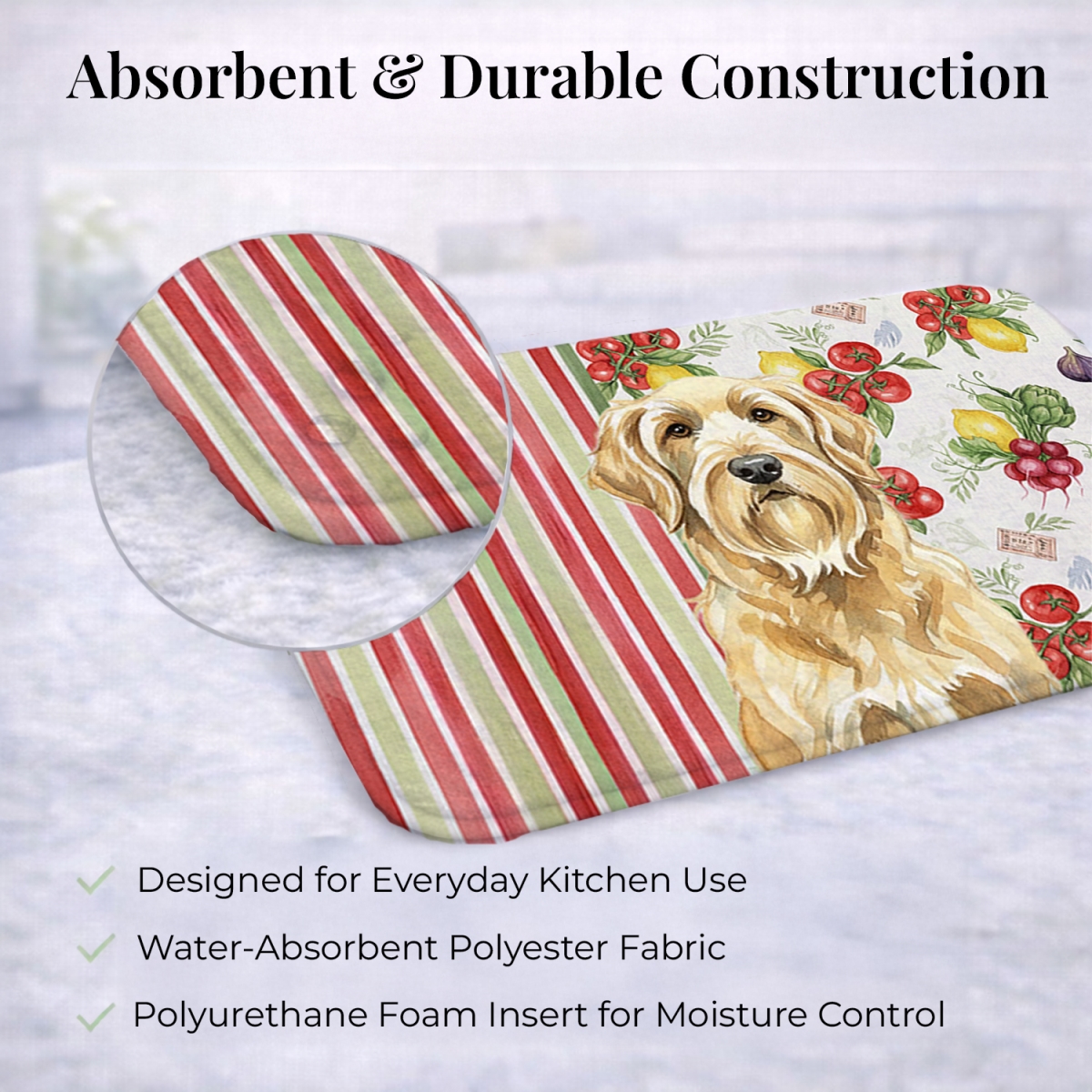 Picture of Carolines Treasures WDK8340DDM 21 x 14 in. Wheaten & Tan Otterhound Vegetables Dish Drying Mat
