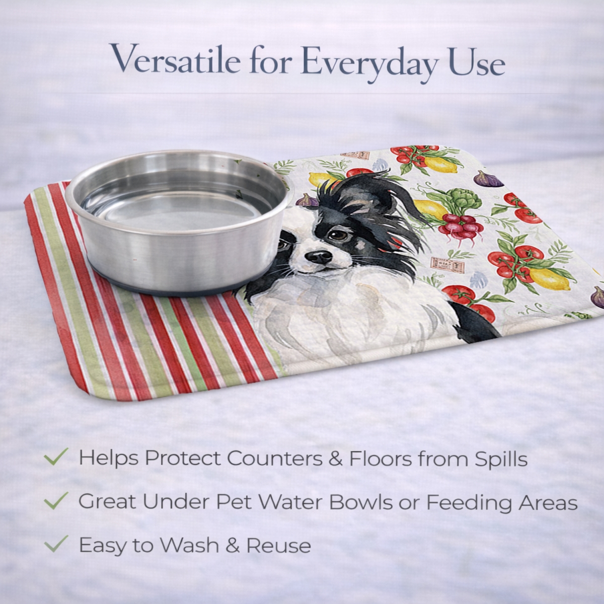 Picture of Carolines Treasures WDK8341DDM 21 x 14 in. Black & White Papillon Vegetables Dish Drying Mat