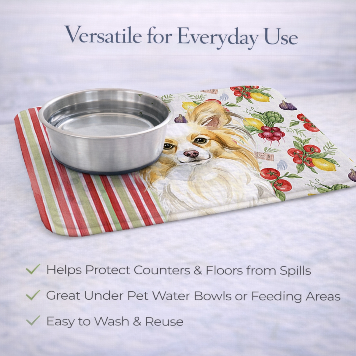 Picture of Carolines Treasures WDK8342DDM 21 x 14 in. Lemon & White Papillon Vegetables Dish Drying Mat