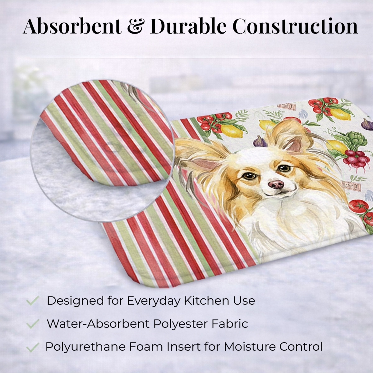 Picture of Carolines Treasures WDK8342DDM 21 x 14 in. Lemon & White Papillon Vegetables Dish Drying Mat