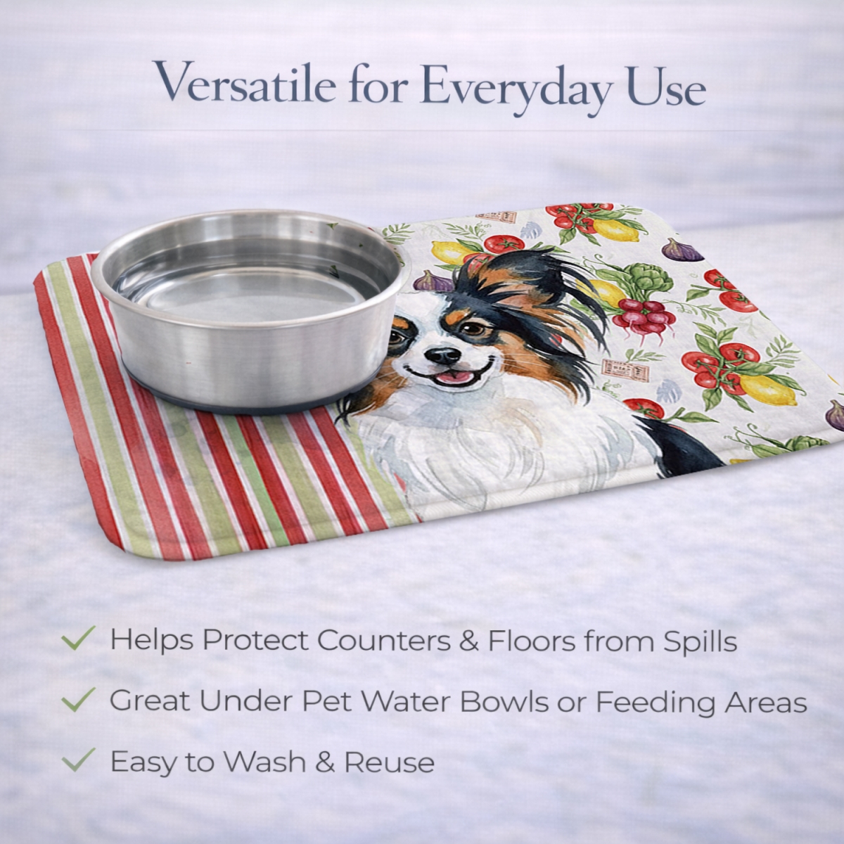 Picture of Carolines Treasures WDK8343DDM 21 x 14 in. Tricoilor Papillon Vegetables Dish Drying Mat