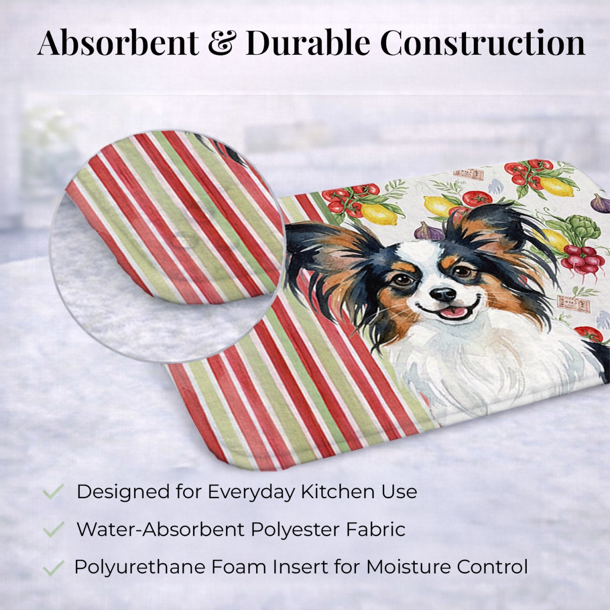 Picture of Carolines Treasures WDK8343DDM 21 x 14 in. Tricoilor Papillon Vegetables Dish Drying Mat