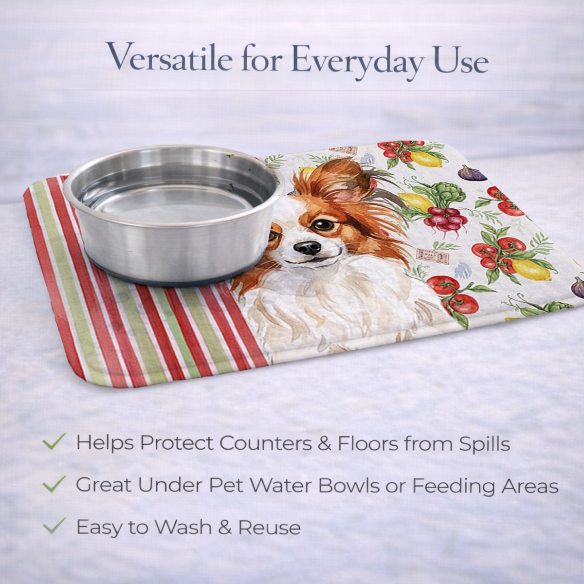 Picture of Carolines Treasures WDK8344DDM 21 x 14 in. White with Red Papillon Vegetables Dish Drying Mat