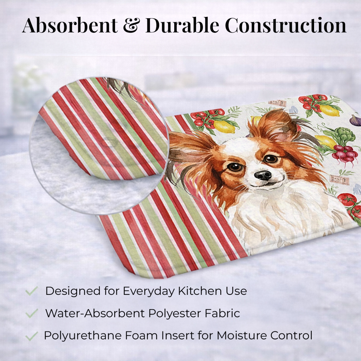 Picture of Carolines Treasures WDK8344DDM 21 x 14 in. White with Red Papillon Vegetables Dish Drying Mat