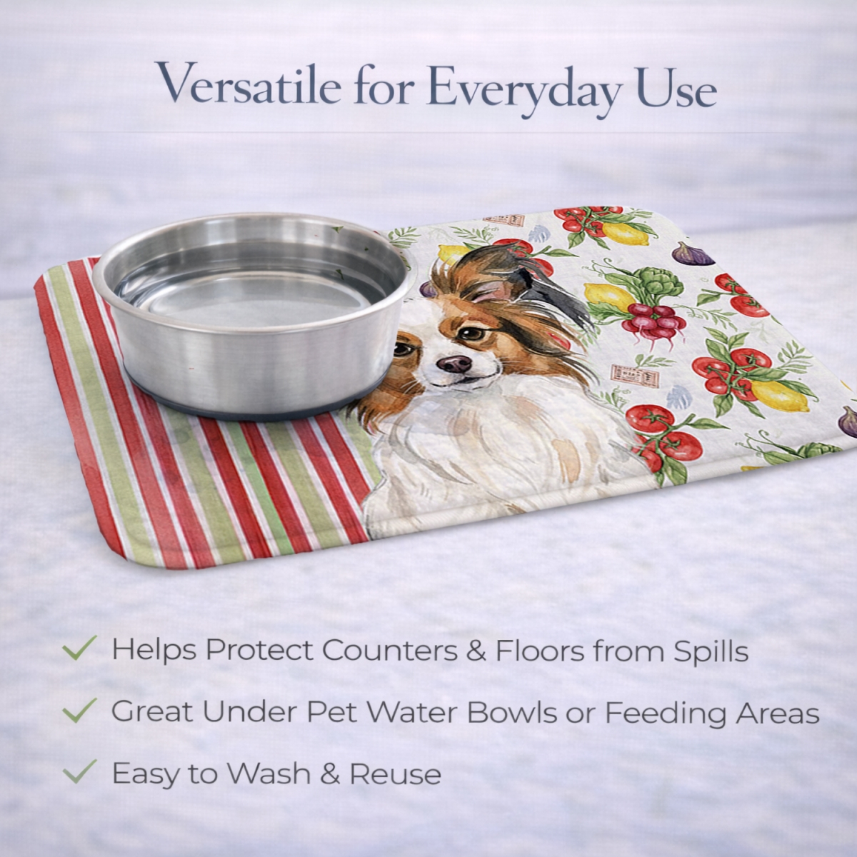 Picture of Carolines Treasures WDK8345DDM 21 x 14 in. White with Sable Papillon Vegetables Dish Drying Mat