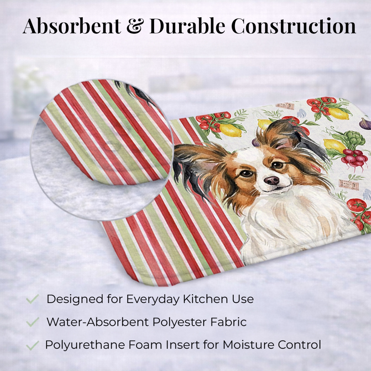 Picture of Carolines Treasures WDK8345DDM 21 x 14 in. White with Sable Papillon Vegetables Dish Drying Mat