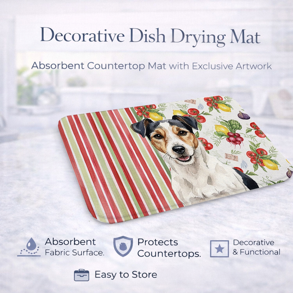 Picture of Carolines Treasures WDK8346DDM 21 x 14 in. Parson Russell Terrier Vegetables Dish Drying Mat
