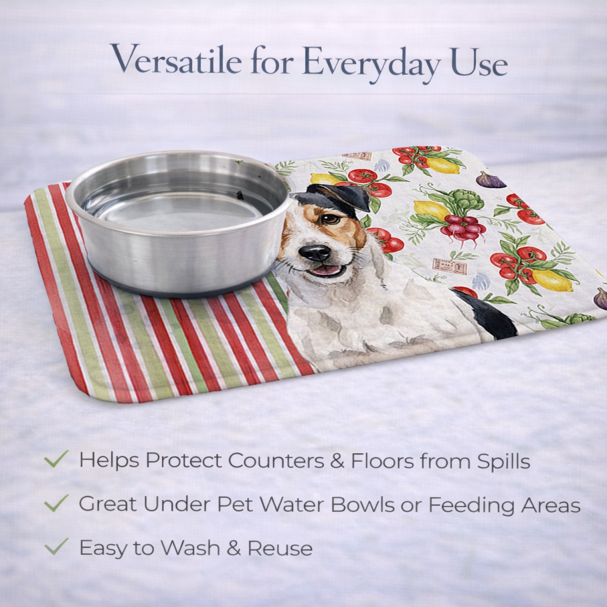 Picture of Carolines Treasures WDK8346DDM 21 x 14 in. Parson Russell Terrier Vegetables Dish Drying Mat