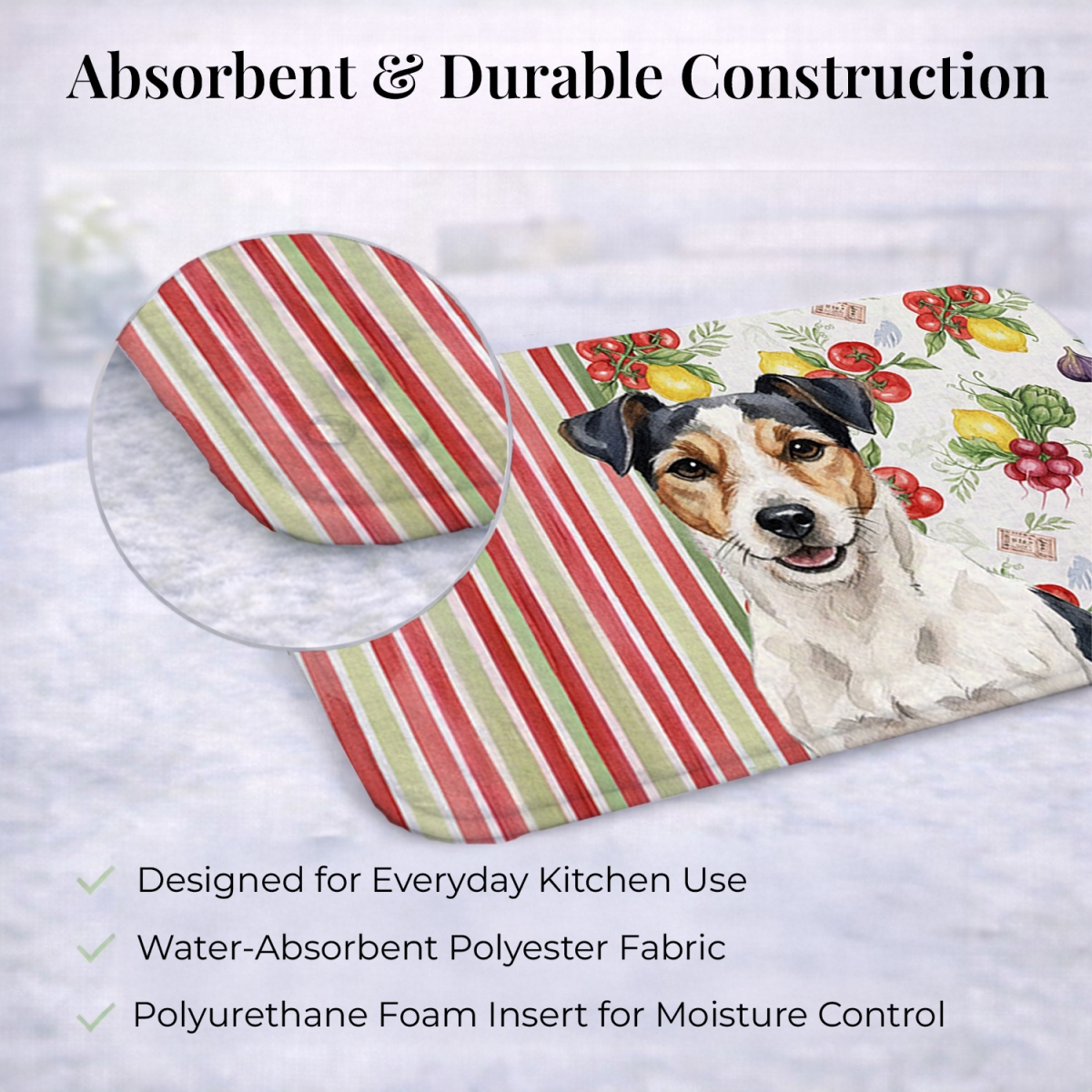 Picture of Carolines Treasures WDK8346DDM 21 x 14 in. Parson Russell Terrier Vegetables Dish Drying Mat