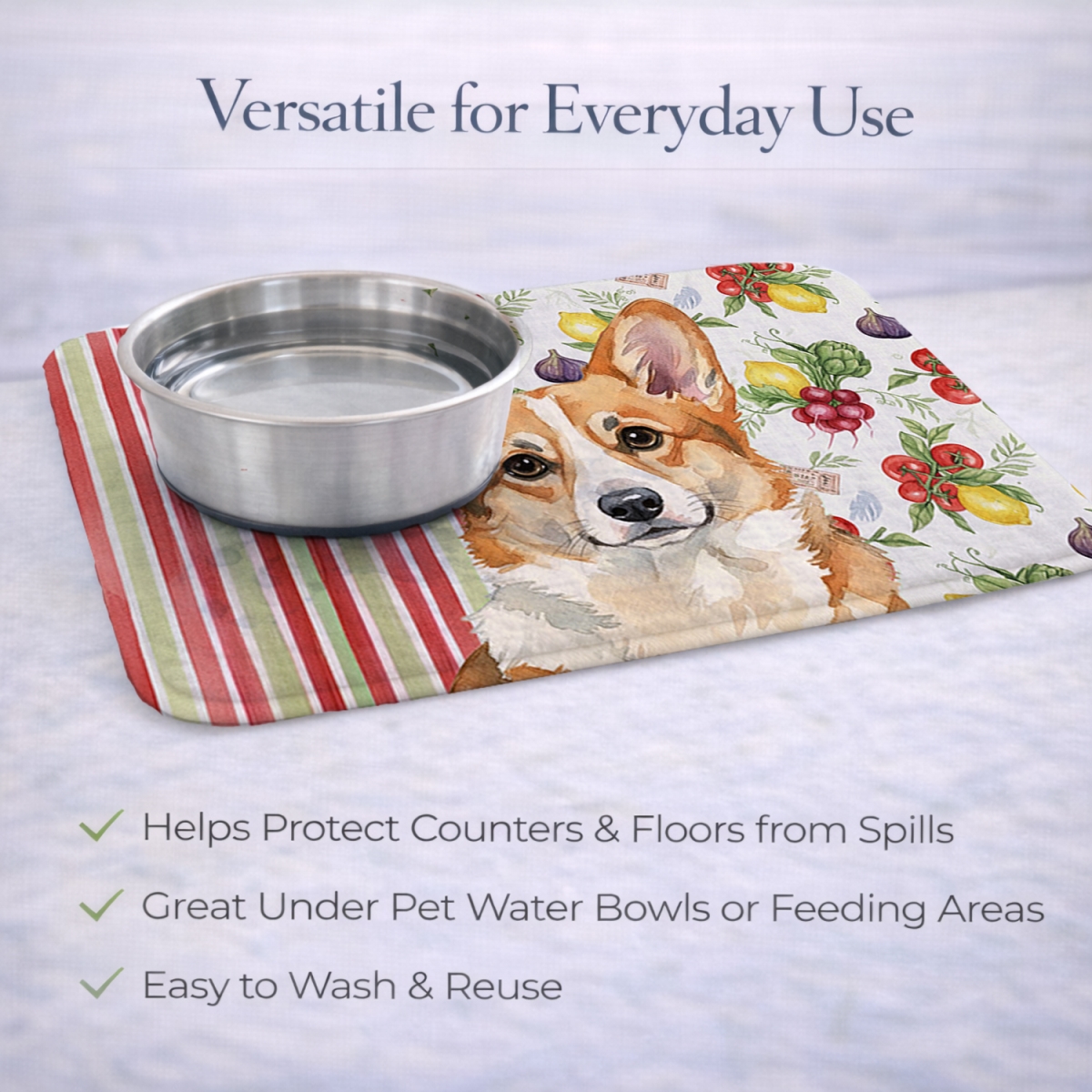 Picture of Carolines Treasures WDK8353DDM 21 x 14 in. Corgi Vegetables Dish Drying Mat