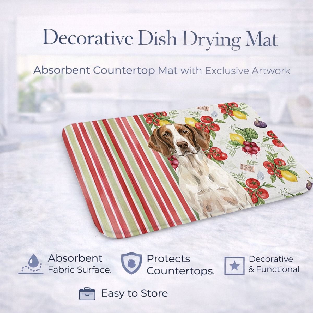 Picture of Carolines Treasures WDK8355DDM 21 x 14 in. Liver & White Pointer Vegetables Dish Drying Mat