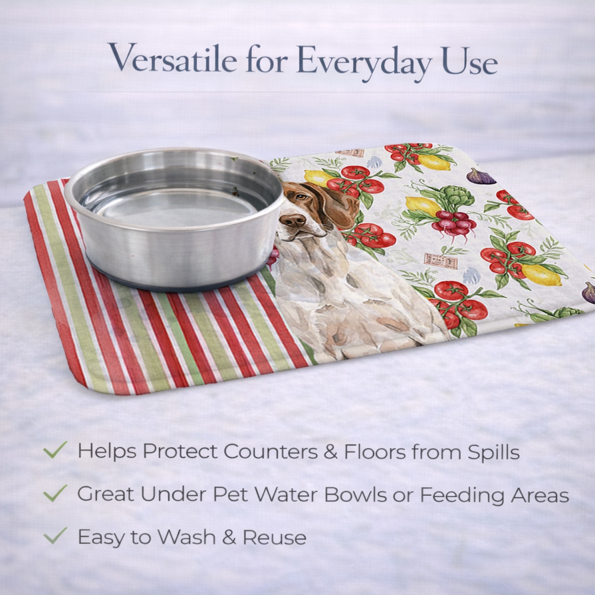 Picture of Carolines Treasures WDK8355DDM 21 x 14 in. Liver & White Pointer Vegetables Dish Drying Mat