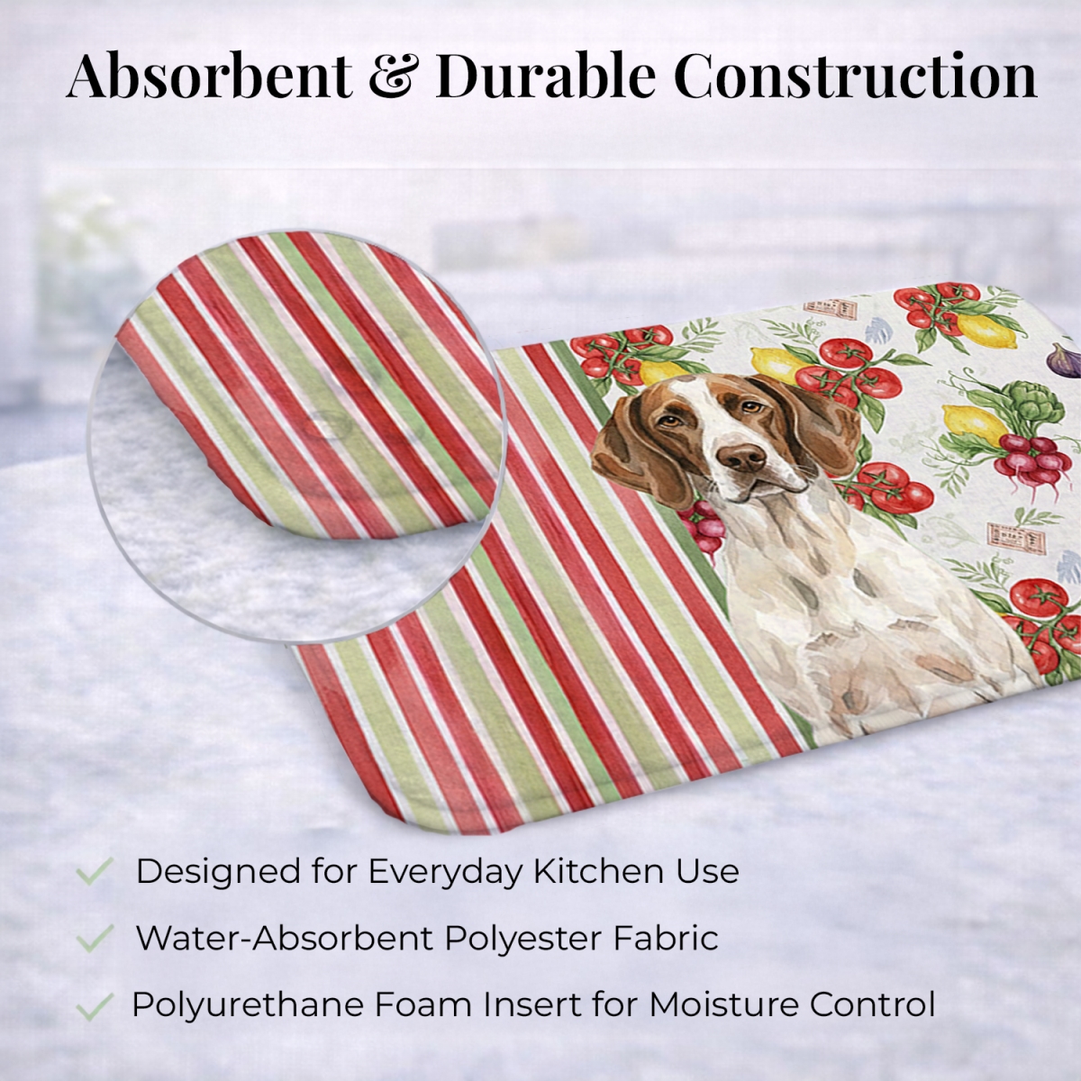 Picture of Carolines Treasures WDK8355DDM 21 x 14 in. Liver & White Pointer Vegetables Dish Drying Mat