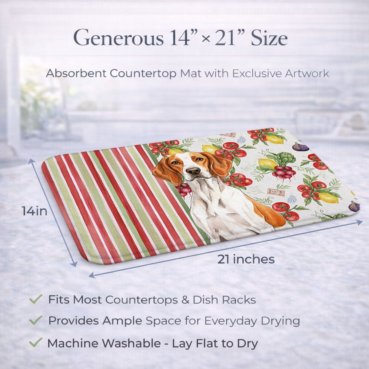 Picture of Carolines Treasures WDK8357DDM 21 x 14 in. Orange & White Pointer Vegetables Dish Drying Mat