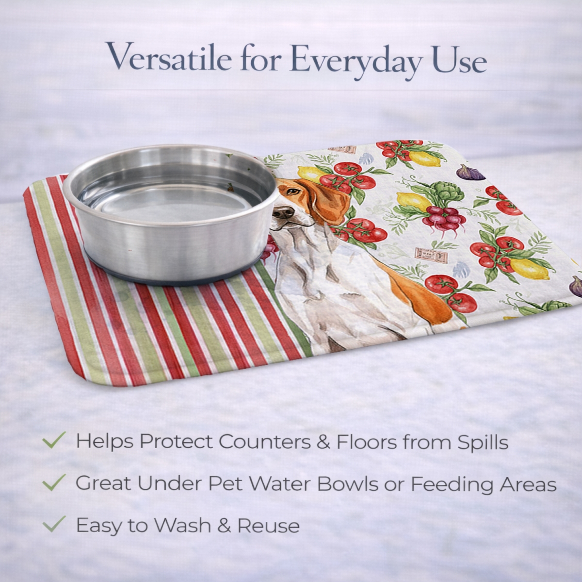 Picture of Carolines Treasures WDK8357DDM 21 x 14 in. Orange & White Pointer Vegetables Dish Drying Mat