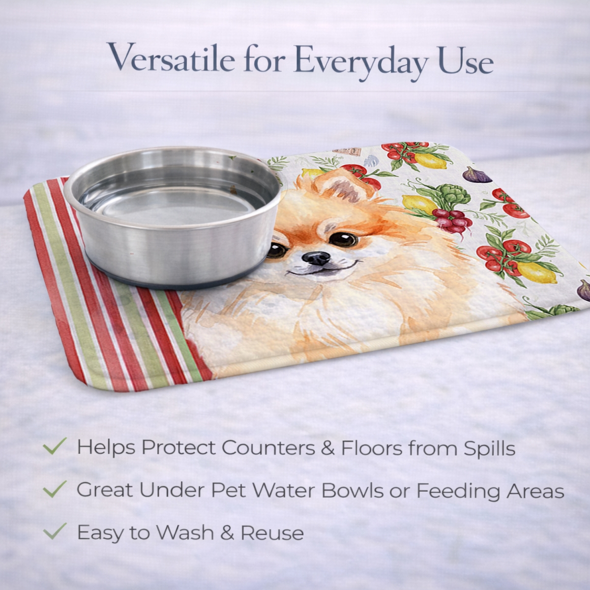 Picture of Carolines Treasures WDK8361DDM 21 x 14 in. Pomeranian Vegetables Dish Drying Mat