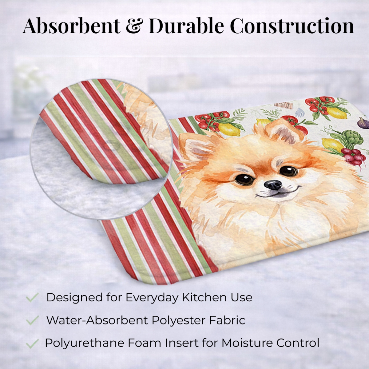 Picture of Carolines Treasures WDK8361DDM 21 x 14 in. Pomeranian Vegetables Dish Drying Mat