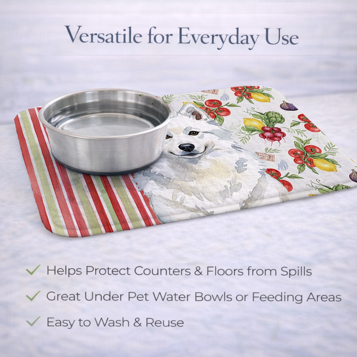 Picture of Carolines Treasures WDK8077DDM 21 x 14 in. American Eskimo Vegetables Dish Drying Mat