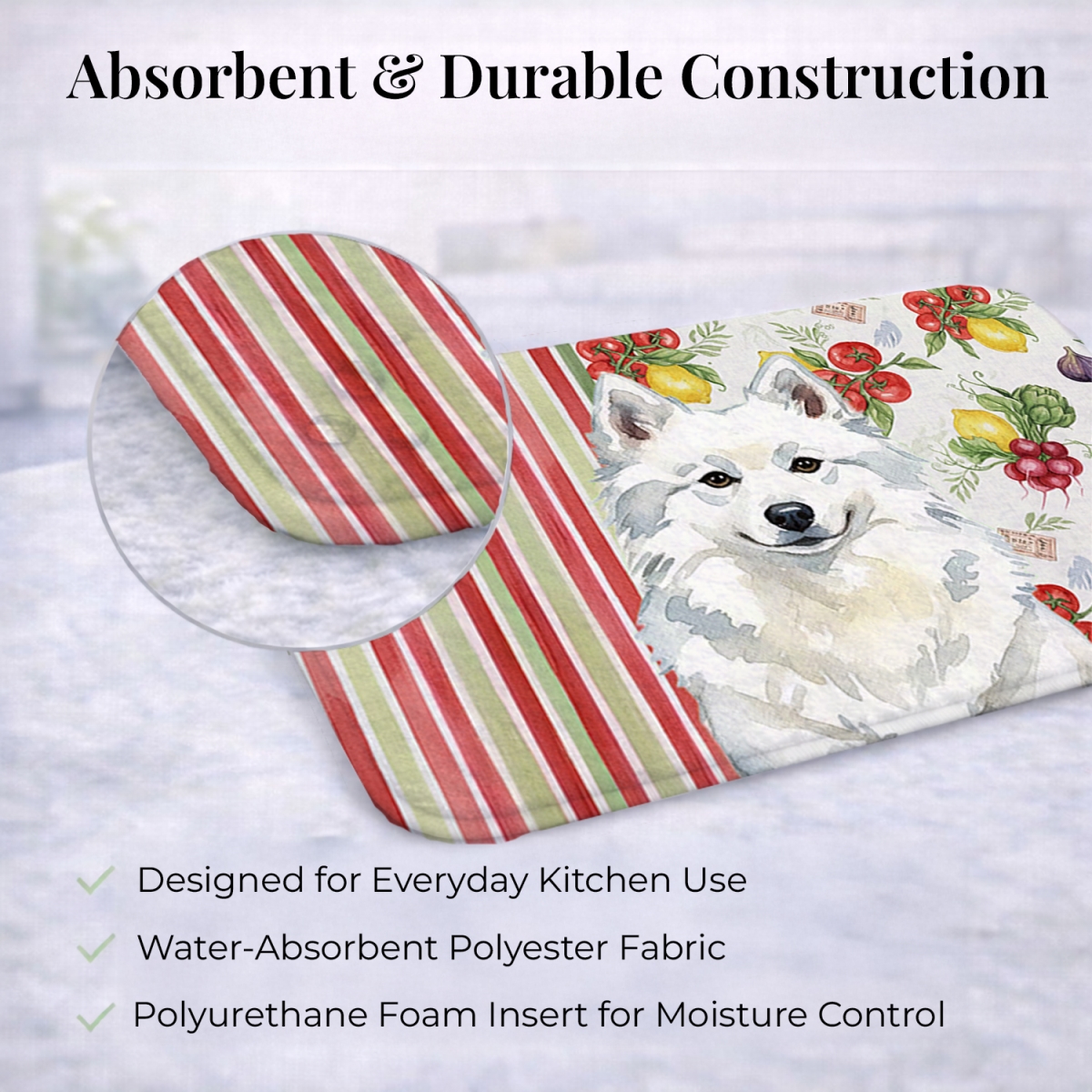 Picture of Carolines Treasures WDK8077DDM 21 x 14 in. American Eskimo Vegetables Dish Drying Mat