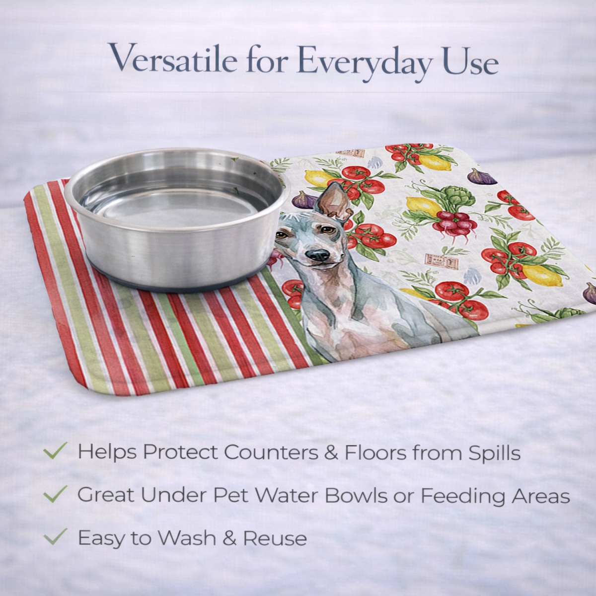 Picture of Carolines Treasures WDK8078DDM 21 x 14 in. American Hairless Terrier Vegetables Dish Drying Mat