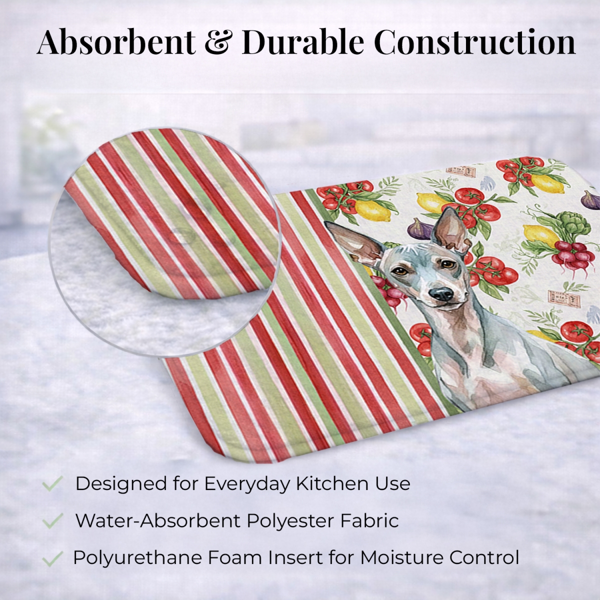 Picture of Carolines Treasures WDK8078DDM 21 x 14 in. American Hairless Terrier Vegetables Dish Drying Mat
