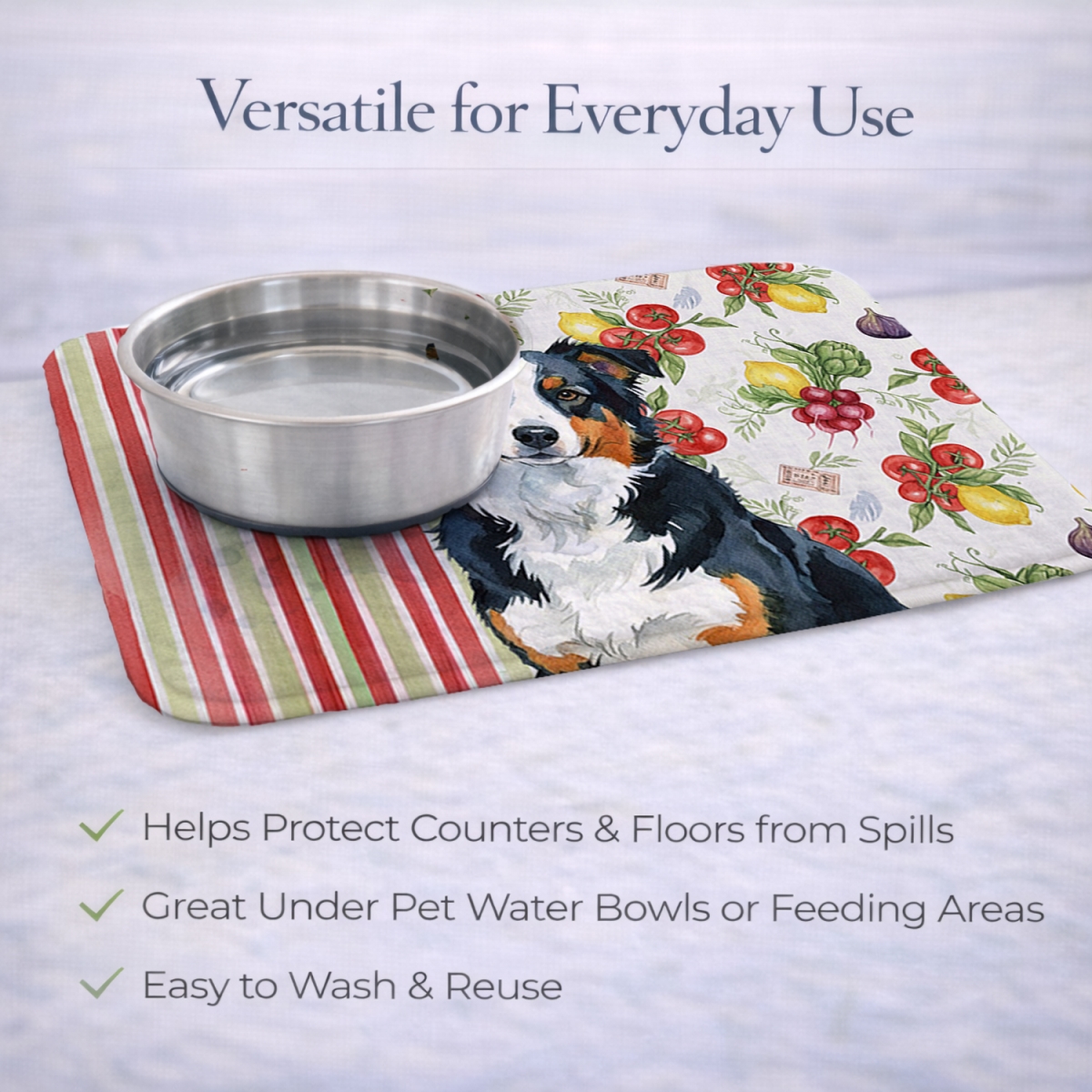 Picture of Carolines Treasures WDK8079DDM 21 x 14 in. Black Tri American Shepherd Vegetables Dish Drying Mat
