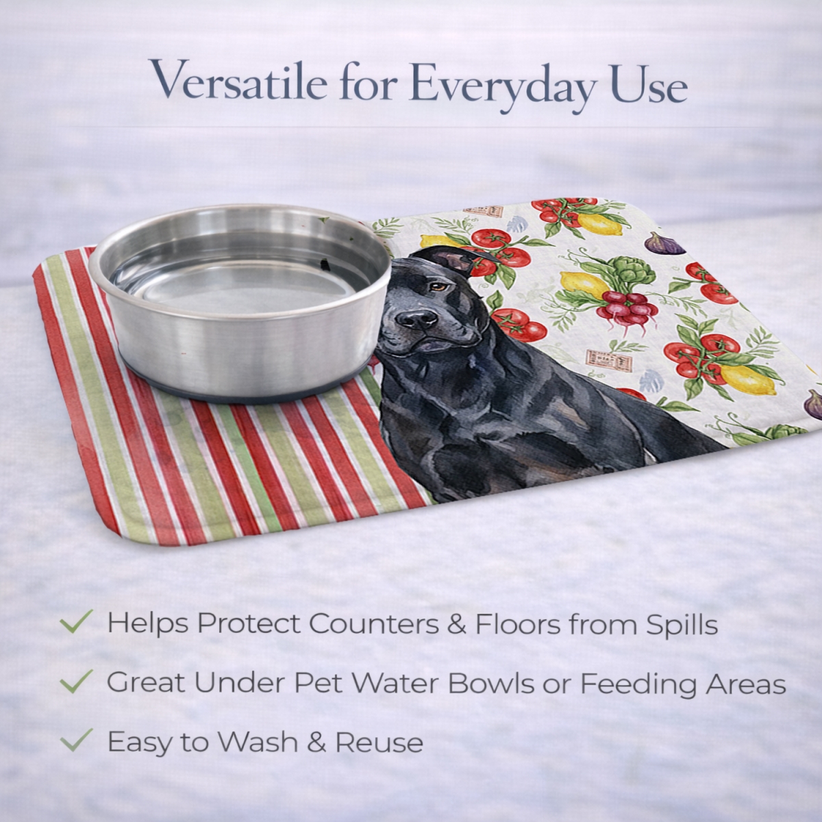 Picture of Carolines Treasures WDK8081DDM 21 x 14 in. Black American Staffordshire Terrier Vegetables Dish Drying Mat