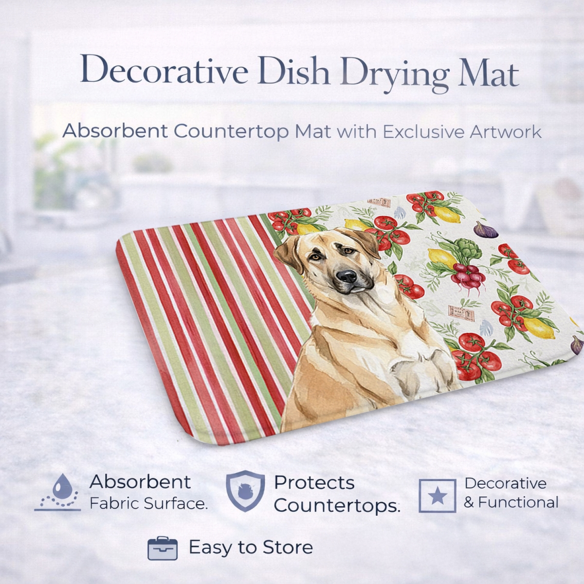 Picture of Carolines Treasures WDK8086DDM 21 x 14 in. Anatolian Shepherd Dog Vegetables Dish Drying Mat