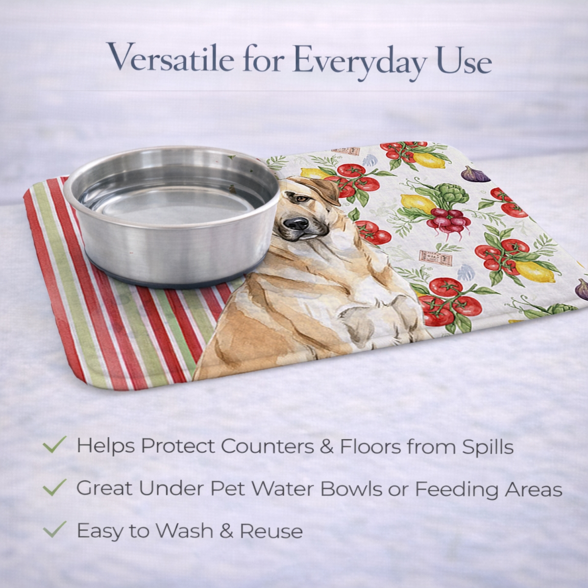 Picture of Carolines Treasures WDK8086DDM 21 x 14 in. Anatolian Shepherd Dog Vegetables Dish Drying Mat