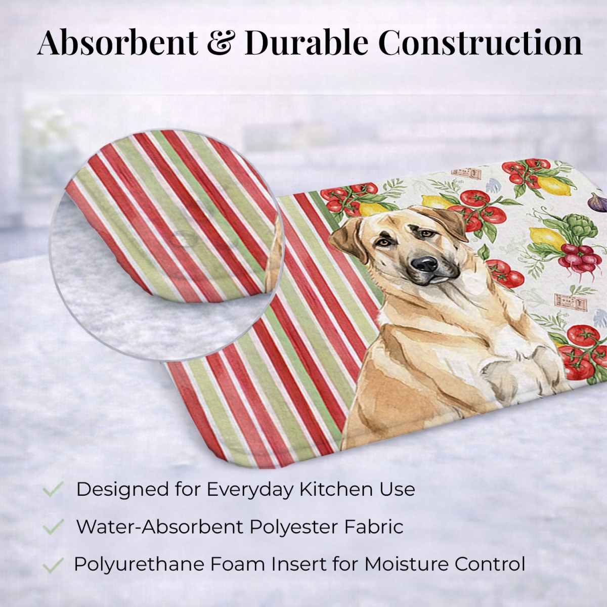 Picture of Carolines Treasures WDK8086DDM 21 x 14 in. Anatolian Shepherd Dog Vegetables Dish Drying Mat