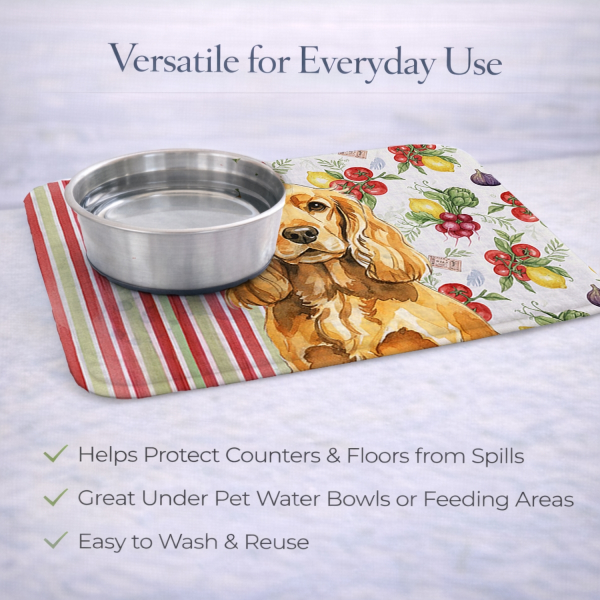 Picture of Carolines Treasures WDK8218DDM 21 x 14 in. Golden English Cocker Spaniel Vegetables Dish Drying Mat