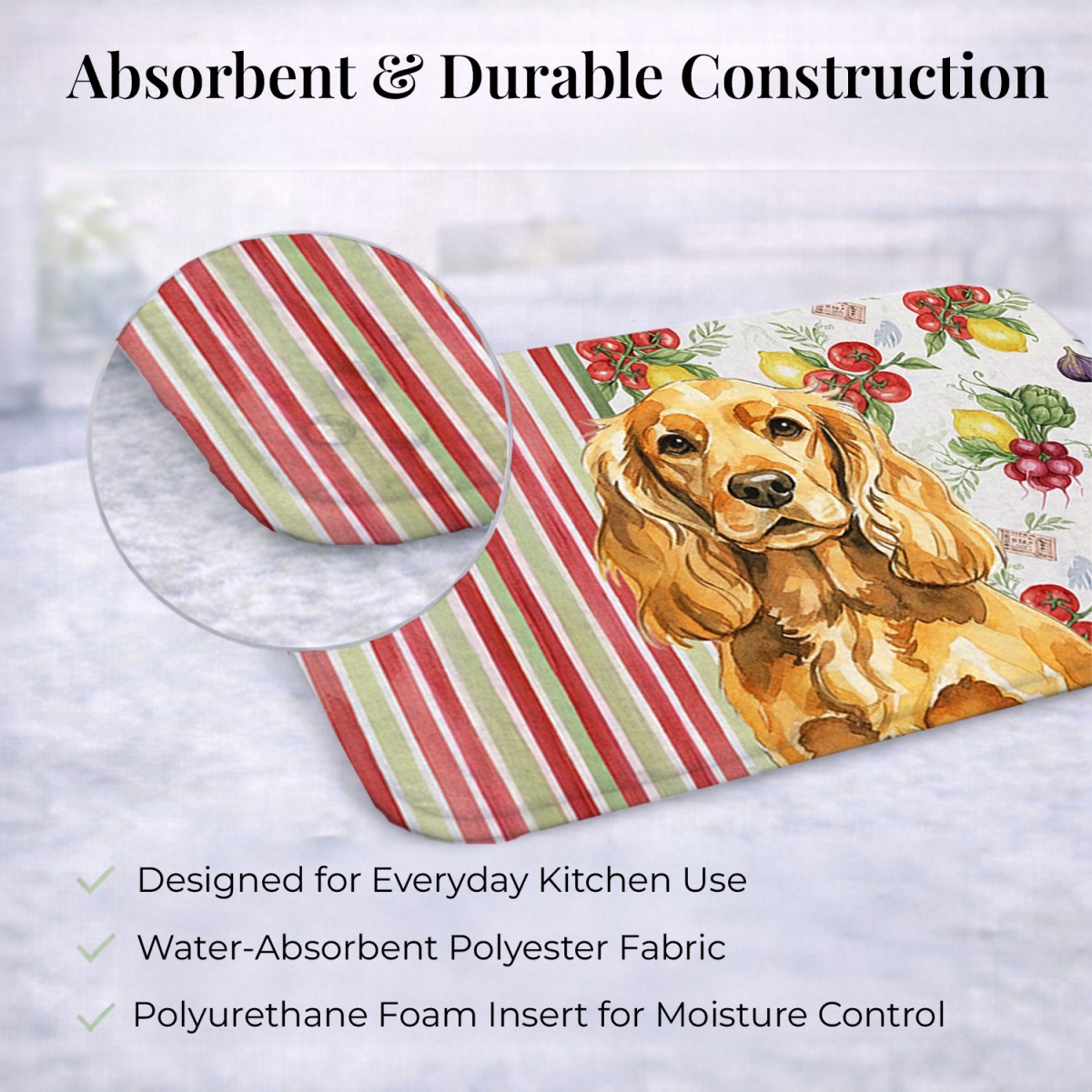 Picture of Carolines Treasures WDK8218DDM 21 x 14 in. Golden English Cocker Spaniel Vegetables Dish Drying Mat