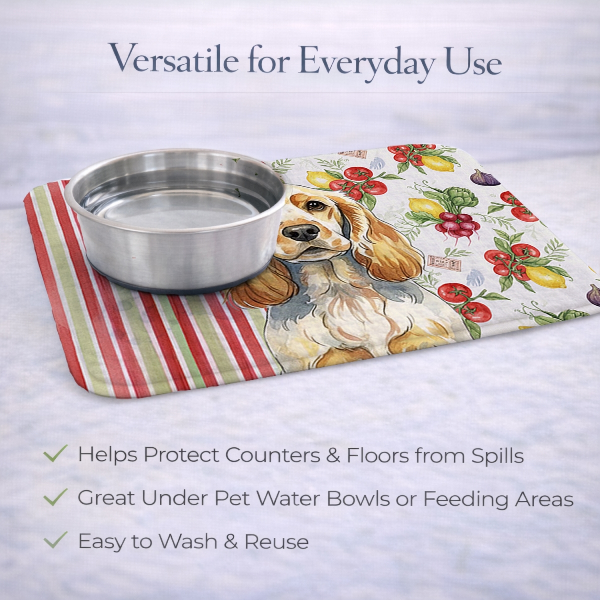 Picture of Carolines Treasures WDK8219DDM 21 x 14 in. Lemon Roan English Cocker Spaniel Vegetables Dish Drying Mat