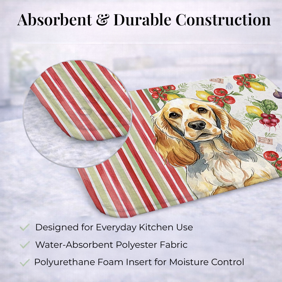 Picture of Carolines Treasures WDK8219DDM 21 x 14 in. Lemon Roan English Cocker Spaniel Vegetables Dish Drying Mat