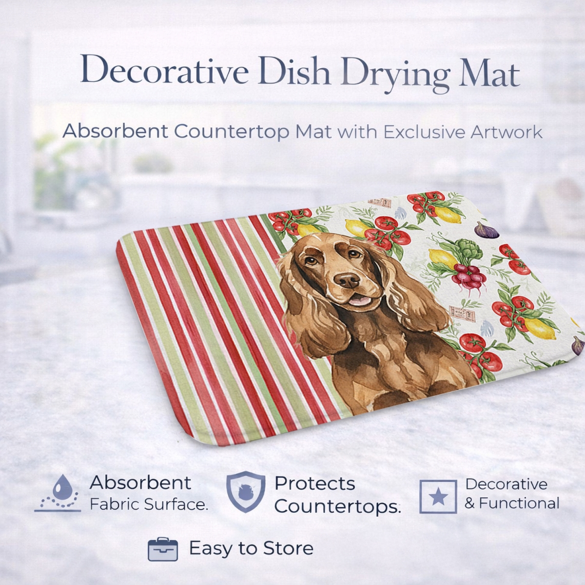 Picture of Carolines Treasures WDK8220DDM 21 x 14 in. Liver English Cocker Spaniel Vegetables Dish Drying Mat