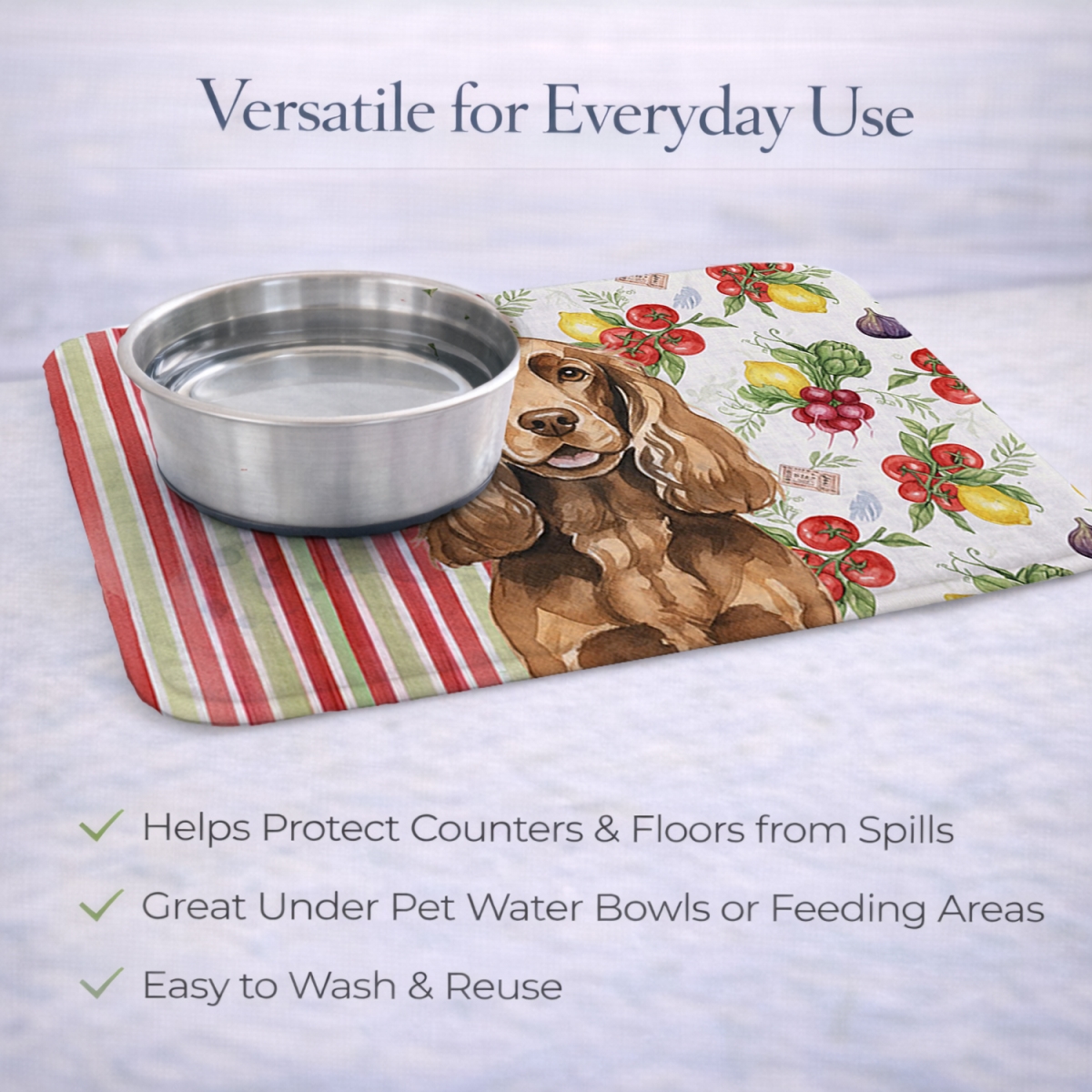 Picture of Carolines Treasures WDK8220DDM 21 x 14 in. Liver English Cocker Spaniel Vegetables Dish Drying Mat
