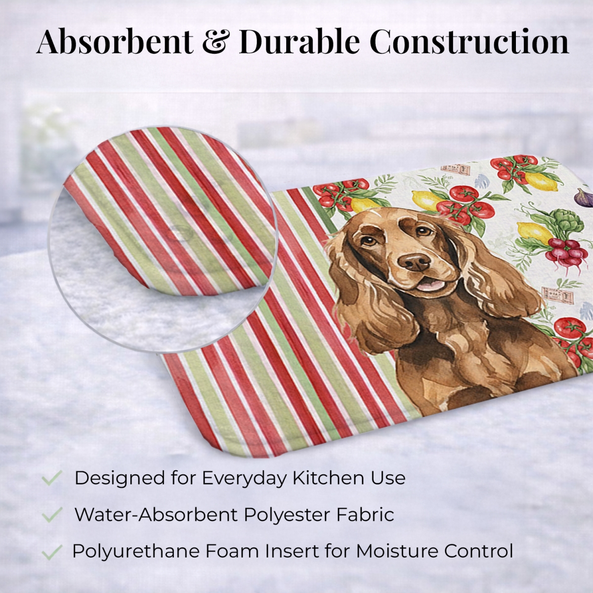 Picture of Carolines Treasures WDK8220DDM 21 x 14 in. Liver English Cocker Spaniel Vegetables Dish Drying Mat