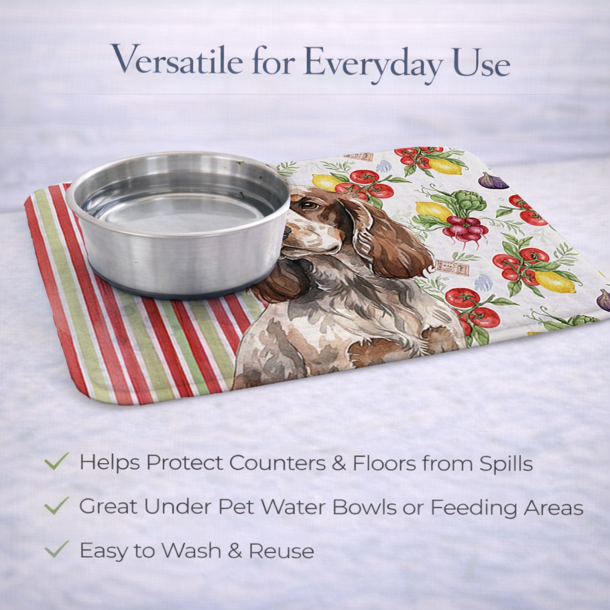 Picture of Carolines Treasures WDK8221DDM 21 x 14 in. Liver Roan English Cocker Spaniel Vegetables Dish Drying Mat