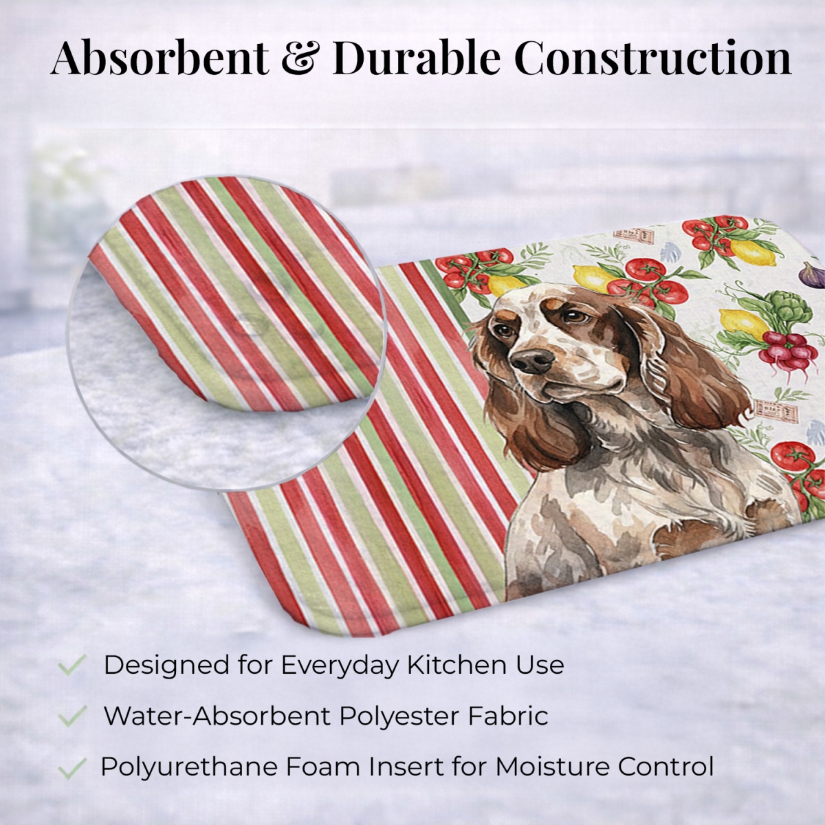 Picture of Carolines Treasures WDK8221DDM 21 x 14 in. Liver Roan English Cocker Spaniel Vegetables Dish Drying Mat