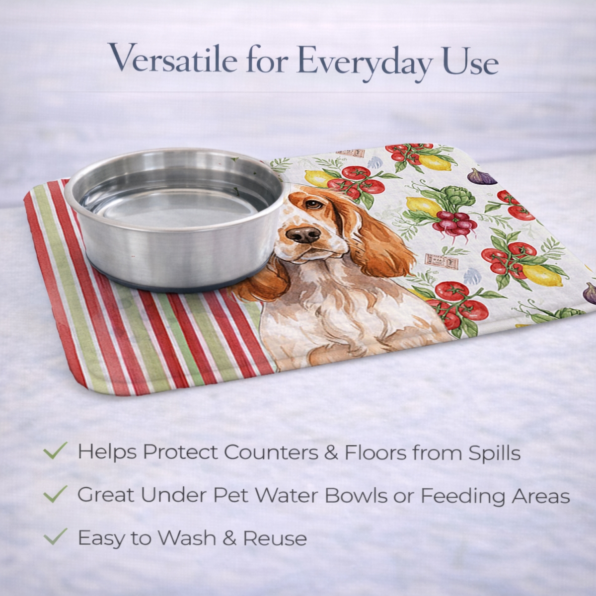 Picture of Carolines Treasures WDK8222DDM 21 x 14 in. Orange Roan English Cocker Spaniel Vegetables Dish Drying Mat