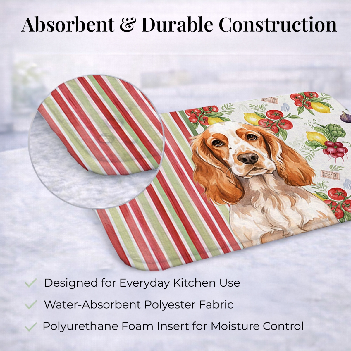 Picture of Carolines Treasures WDK8222DDM 21 x 14 in. Orange Roan English Cocker Spaniel Vegetables Dish Drying Mat
