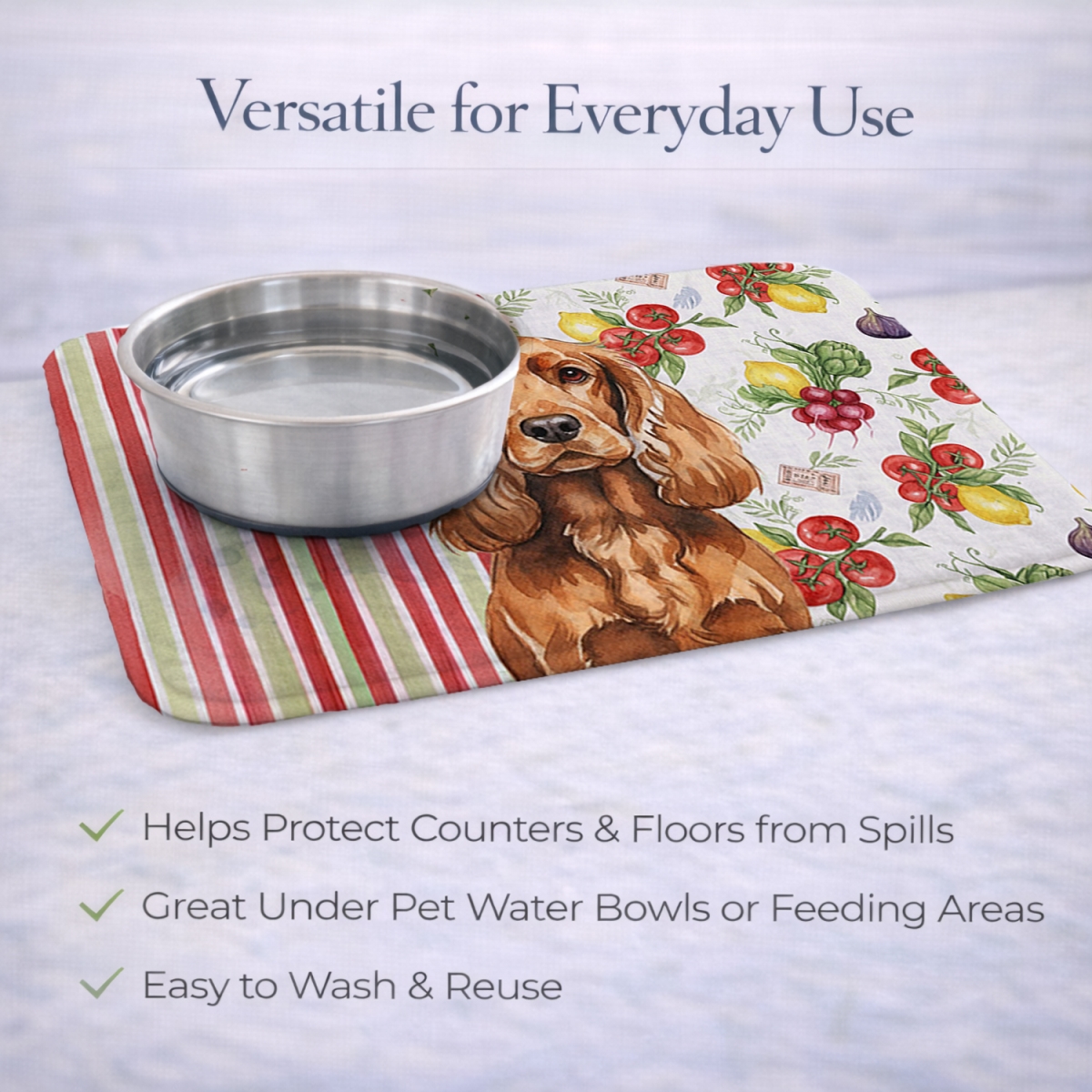 Picture of Carolines Treasures WDK8223DDM 21 x 14 in. Red English Cocker Spaniel Vegetables Dish Drying Mat