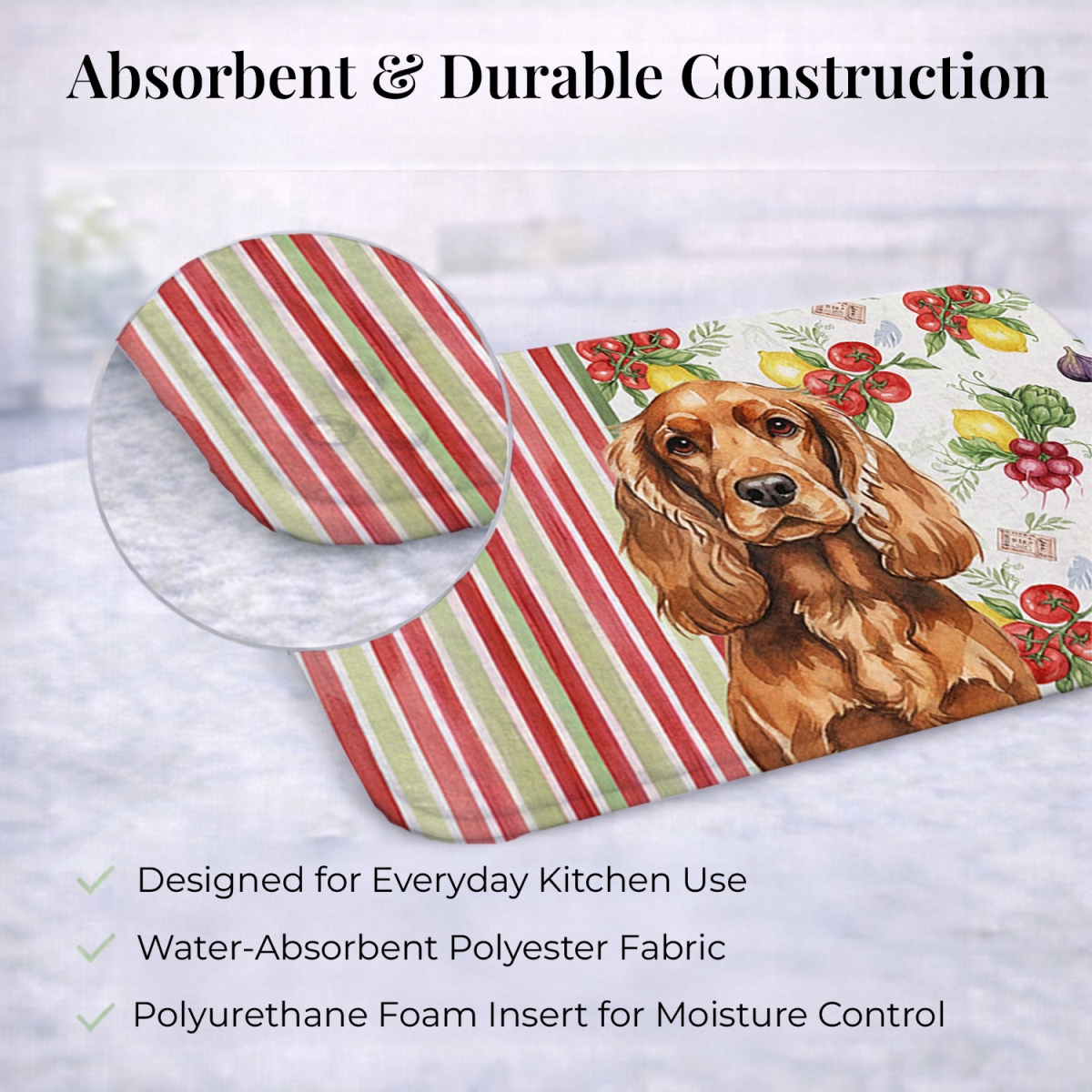 Picture of Carolines Treasures WDK8223DDM 21 x 14 in. Red English Cocker Spaniel Vegetables Dish Drying Mat