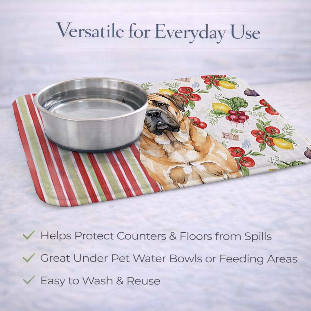 Picture of Carolines Treasures WDK8224DDM 21 x 14 in. Apricot English Mastiff Vegetables Dish Drying Mat