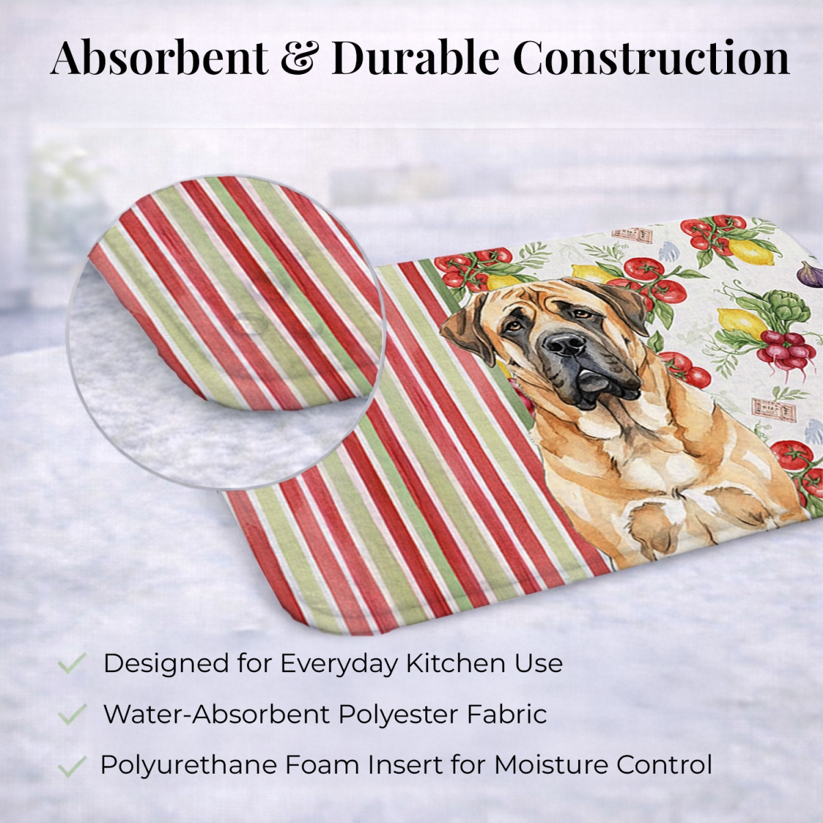 Picture of Carolines Treasures WDK8224DDM 21 x 14 in. Apricot English Mastiff Vegetables Dish Drying Mat