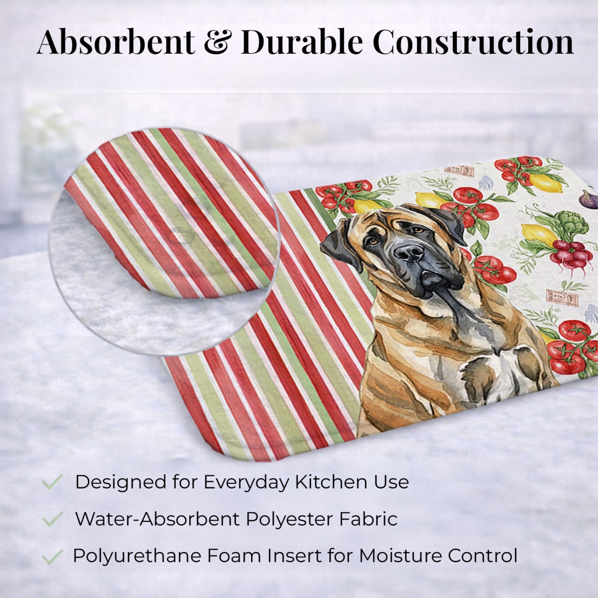 Picture of Carolines Treasures WDK8225DDM 21 x 14 in. Brindle English Mastiff Vegetables Dish Drying Mat