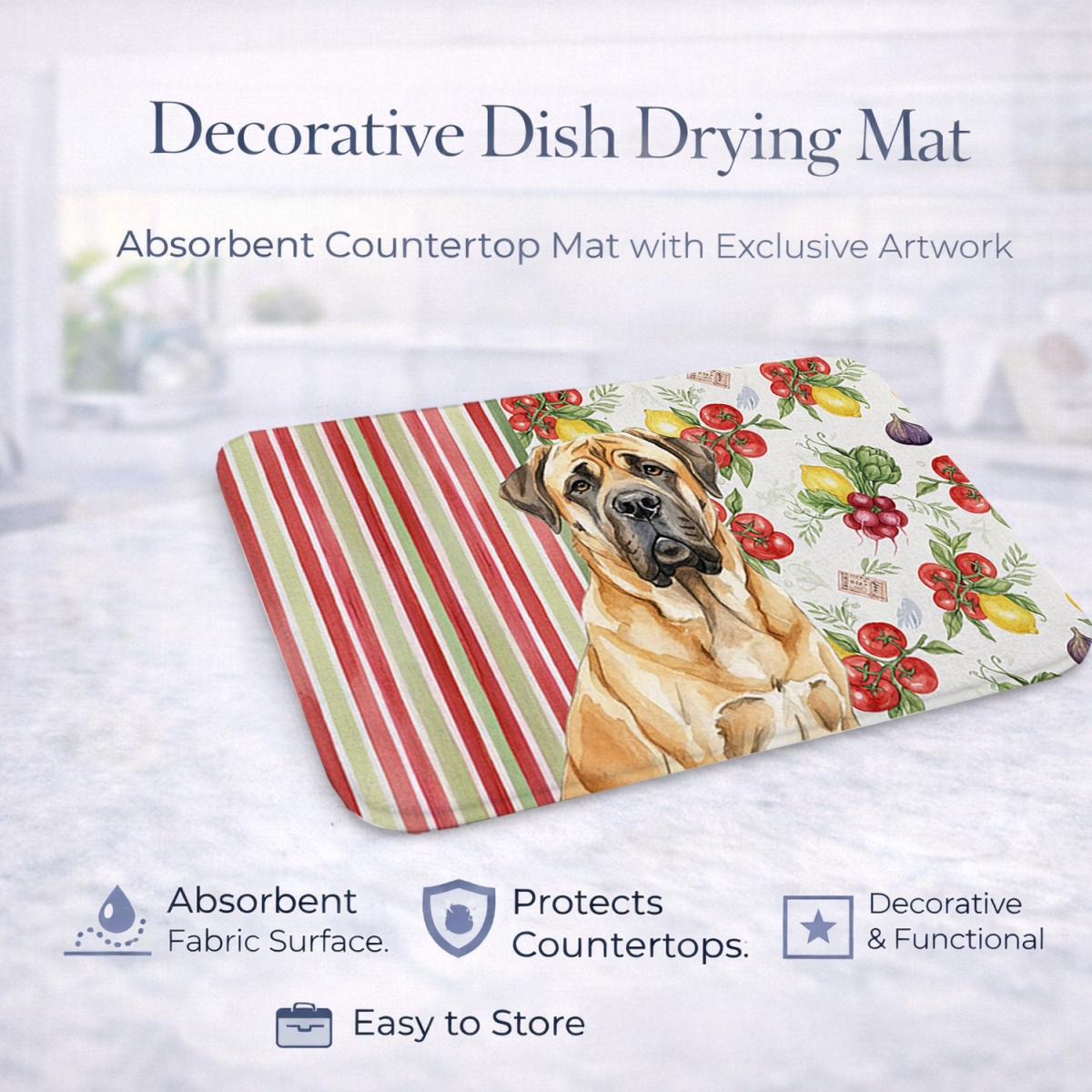 Picture of Carolines Treasures WDK8226DDM 21 x 14 in. Fawn English Mastiff Vegetables Dish Drying Mat
