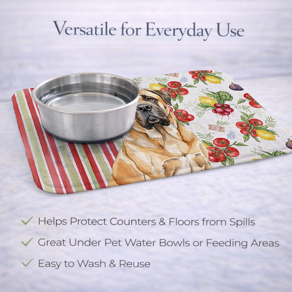 Picture of Carolines Treasures WDK8226DDM 21 x 14 in. Fawn English Mastiff Vegetables Dish Drying Mat