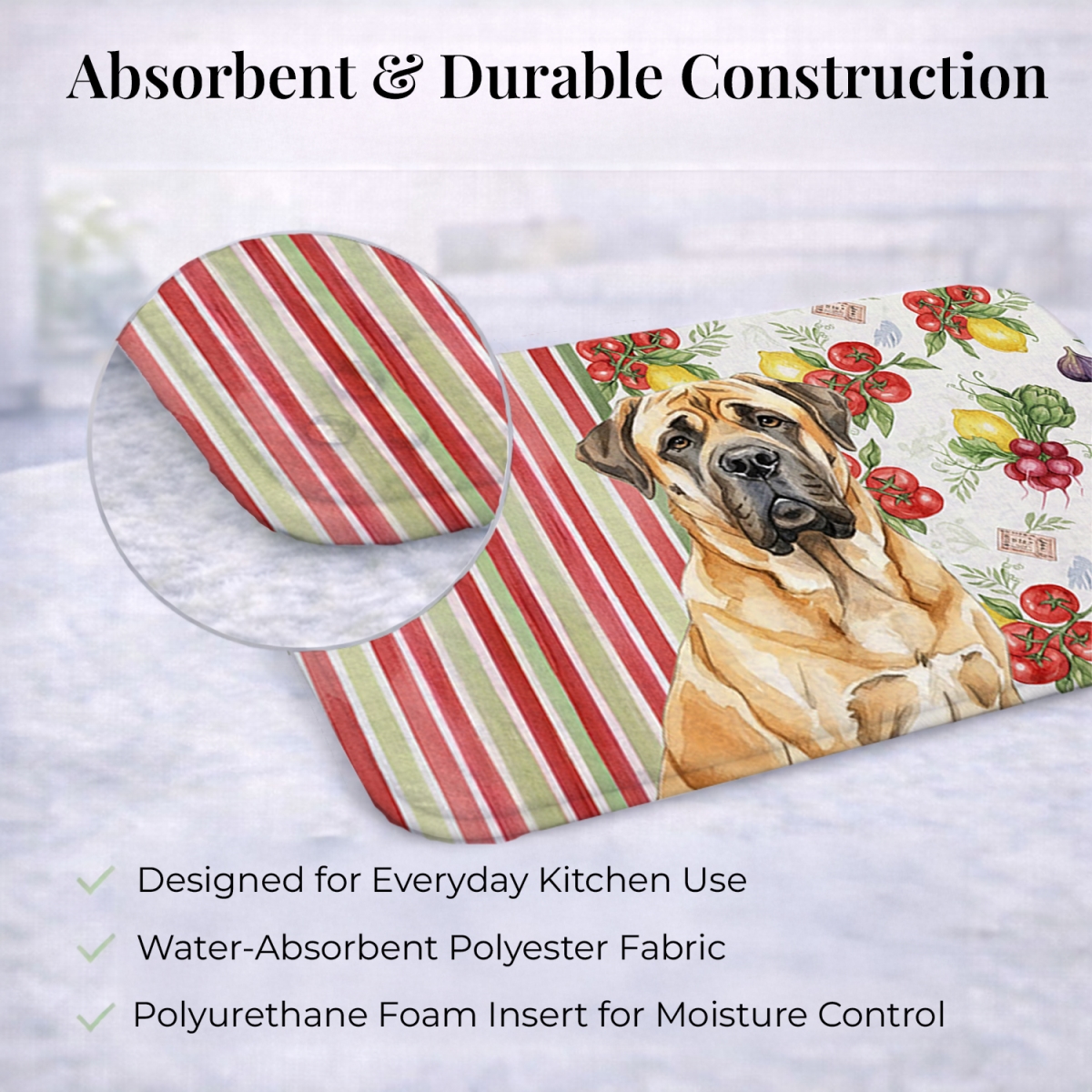 Picture of Carolines Treasures WDK8226DDM 21 x 14 in. Fawn English Mastiff Vegetables Dish Drying Mat