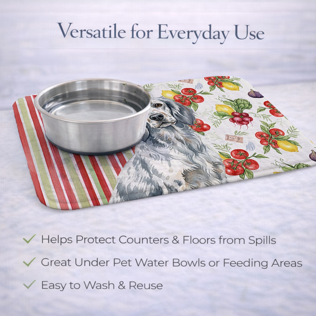 Picture of Carolines Treasures WDK8227DDM 21 x 14 in. Blue Belton English Setter Vegetables Dish Drying Mat